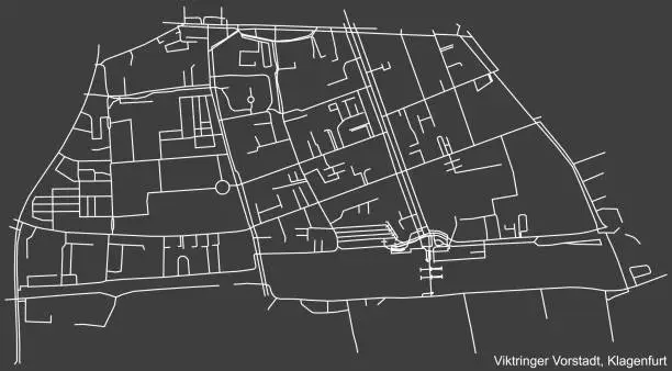 Vector illustration of Street roads map of the VIKTRINGER VORSTADT DISTRICT, KLAGENFURT