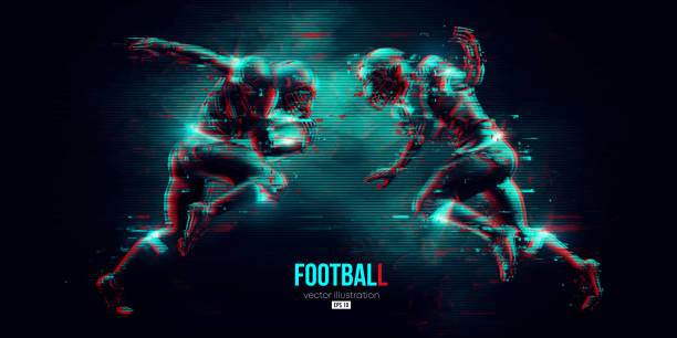 Realistic silhouette of an american football helmet man in action isolated black background. Vector illustration Realistic silhouette of an american football helmet man in action isolated black background. Vector illustration Touchdown stock illustrations