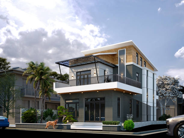 istock 3d render of villa house exterior view 1388628989