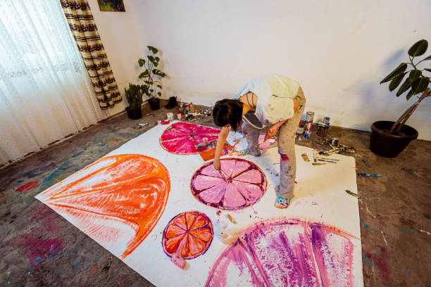 istock Fine art painting in the art studio 1388629311