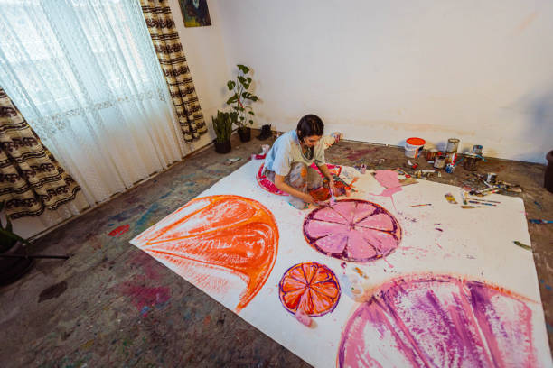 istock Fine art painting in the art studio 1388629977