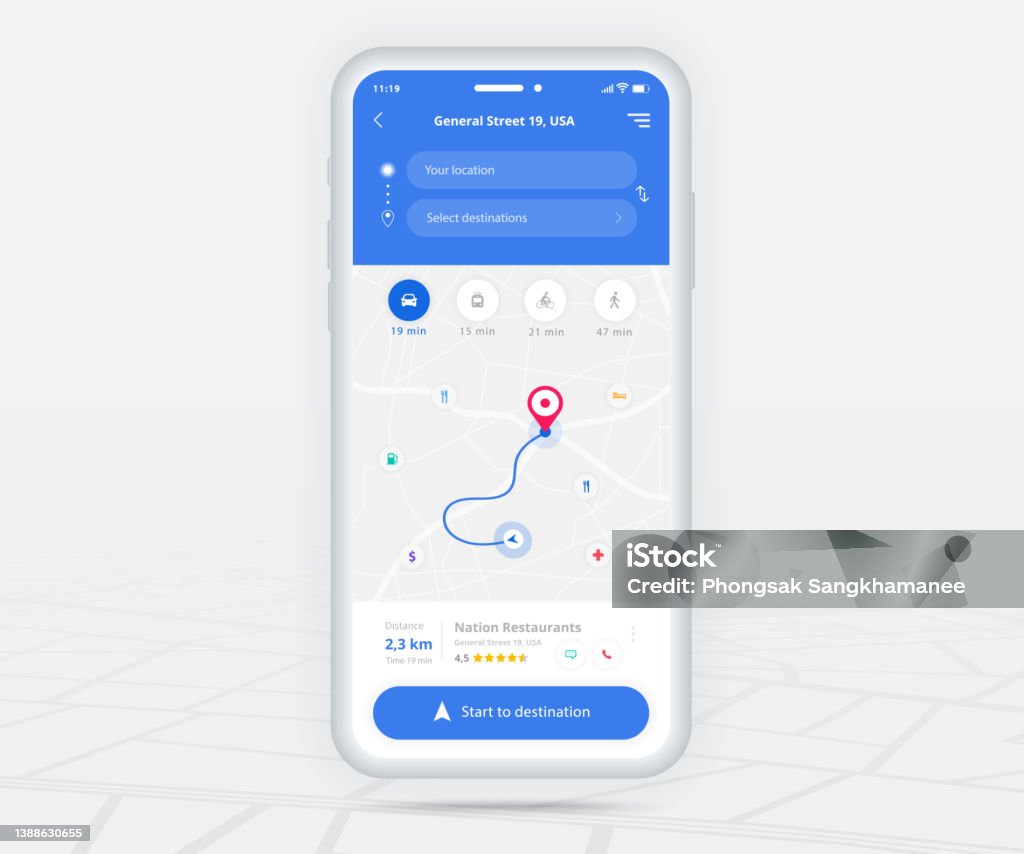 Map Gps Navigation App Ux Ui Concept Mobile Map Application Smartphone ...