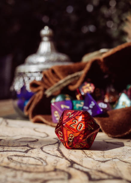 istock Vertical image of a red 20 sided die 1388632027