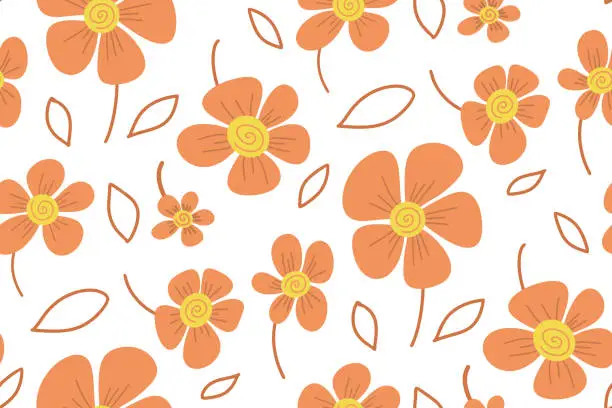 Vector illustration of seamless Maio laranja pattern with orange flowers 18 may day
