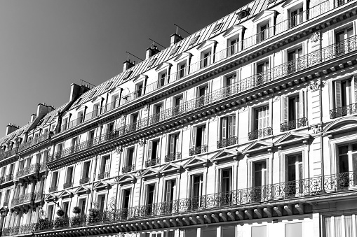Typical apartment buildings in Paris
