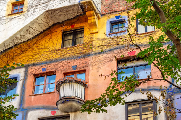 Hundertwasser house facade in Vienna, Austria Hundertwasser house facade in Vienna, Austria hundertwasser house stock pictures, royalty-free photos & images