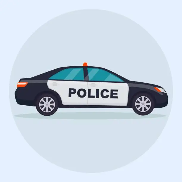 Vector illustration of Police car. Patrol, cop vehicle. Vector design