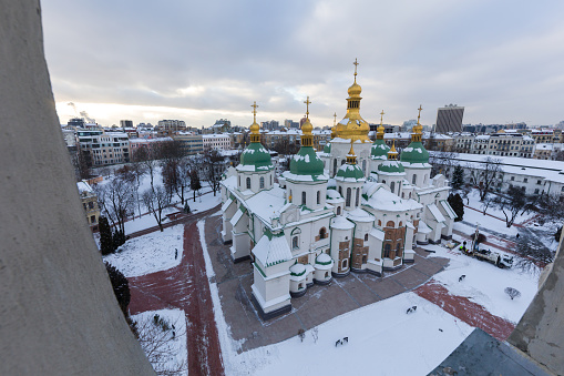 St. Sophia Cathedral in Kiev in winter, Ukraine. It was built in the first half of the XI century