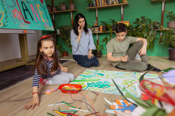 istock Mother day teaching her kids of planet Earth saving 1388637341