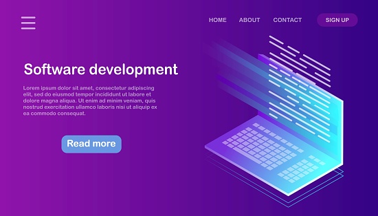 Software Development Programming Language Coding Isometric Computer ...