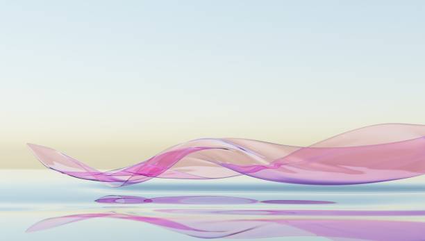 Wind glass ribbon on water. abstract wallpaper for banner. 3d rendering. stock photo