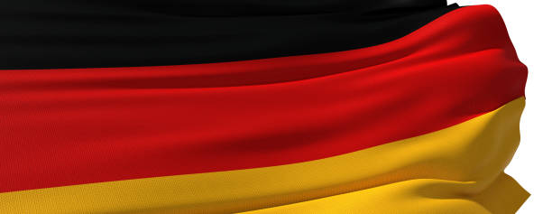 istock German flag waving - white background 1388640591