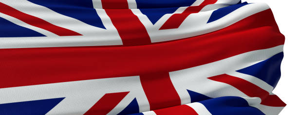 United Kingdom flag close up - white background