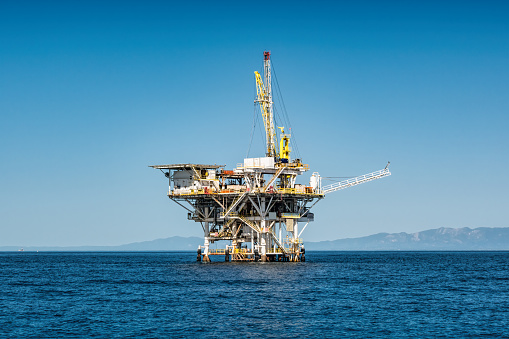 Offshore Oil Platform near Los Angeles, California, USA.