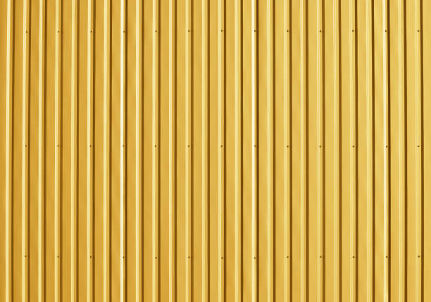 istock Golden aluminum corrugated metal wall 1388647115