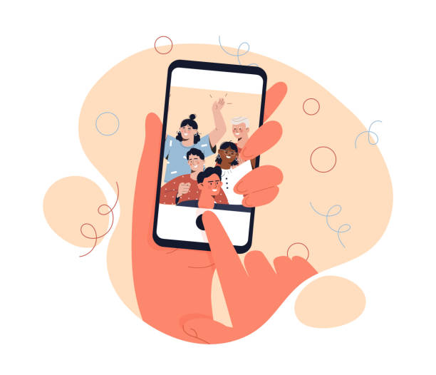 selfie na smartphonu - selfie stock ilustrace
