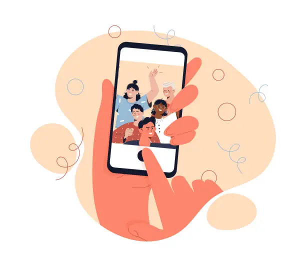 Vector illustration of Selfie on smartphone