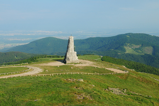 View To The Monument Des Diables Bleus At The Grand Ballon Mountain Vosges Mountains France On A Beautiful Sunny Spring Day With A Clear Blue Sky