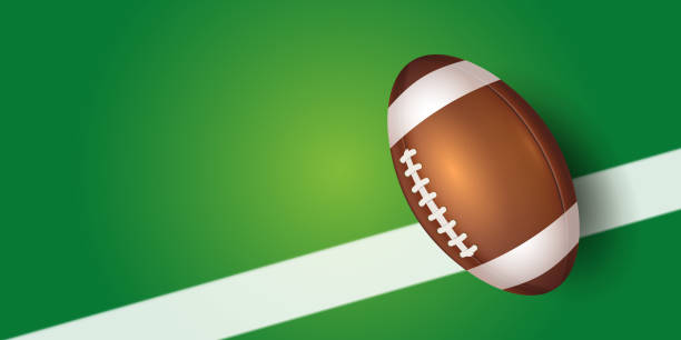 istock American football on the field with yard lines. EPS10 vector illustration template. 1388652404