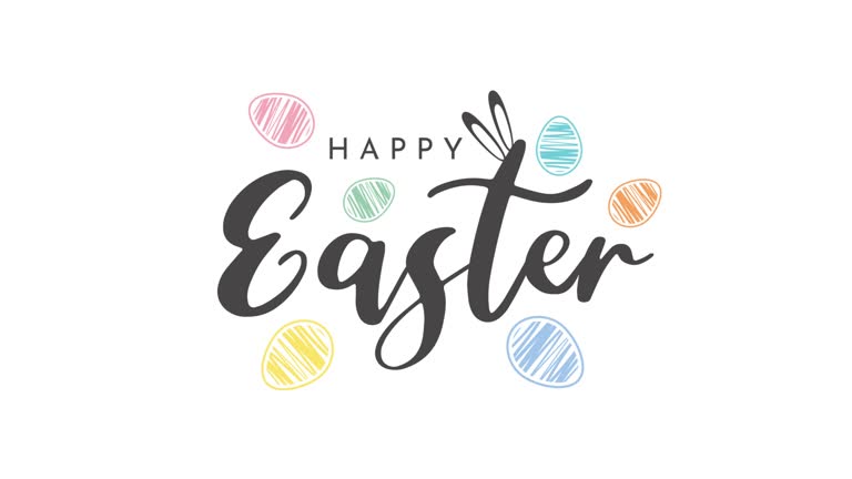 Happy Easter animation with hand drawn Easter eggs. 4k animation