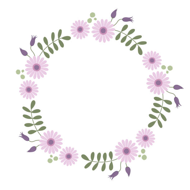 Flower frame circle. vector art illustration