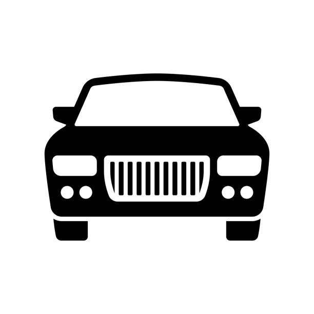 Car icon. Black silhouette. Front view. Vector simple flat graphic illustration. Isolated object on a white background. Isolate. Car icon. Black silhouette. Front view. Vector simple flat graphic illustration. Isolated object on a white background. Isolate. taxi logo background stock illustrations