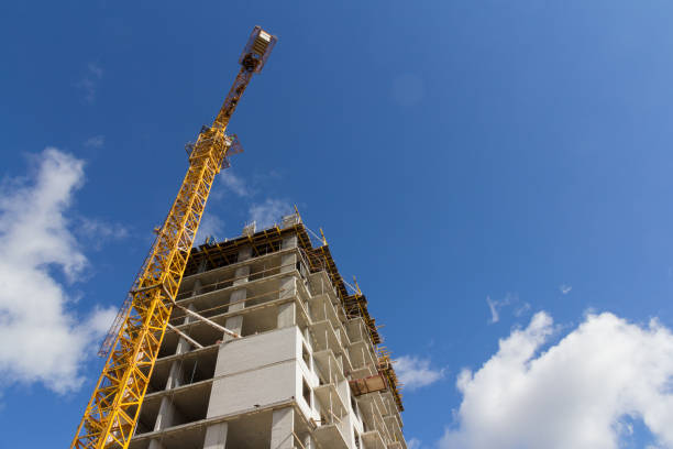 istock Concrete building under construction. Monolithic construction. Modern construction of concrete buildings. Monolithic building construction site work from concrete 1388666030