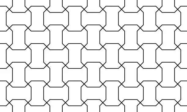 Vector illustration of White seamless pattern of pavement with crossed blocks