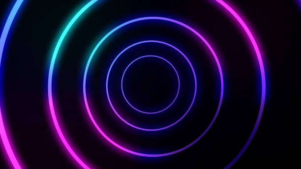 istock Minimalistic futuristic glowing geometric circle background. Trendy neon circle background. 1388666829
