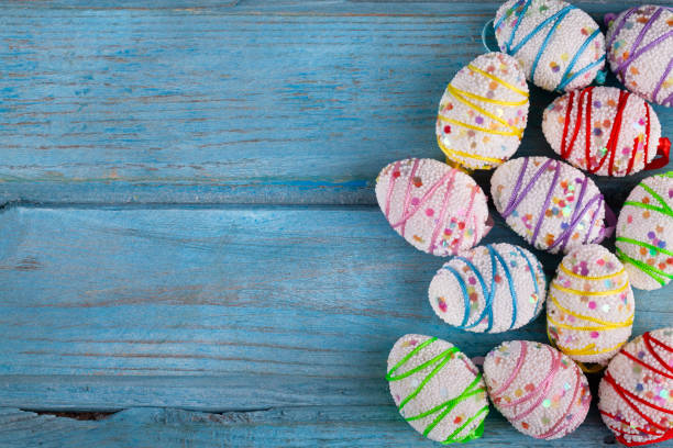 a texture of colored Easter eggs, in the Easter season 2023