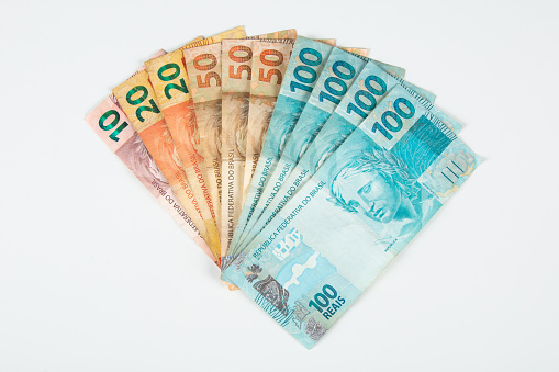 Brazilian money banknotes. Brazilian finance concept.