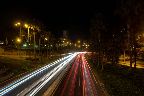 istock Long exposure light trails over a Lima, Peru highway 1388676891