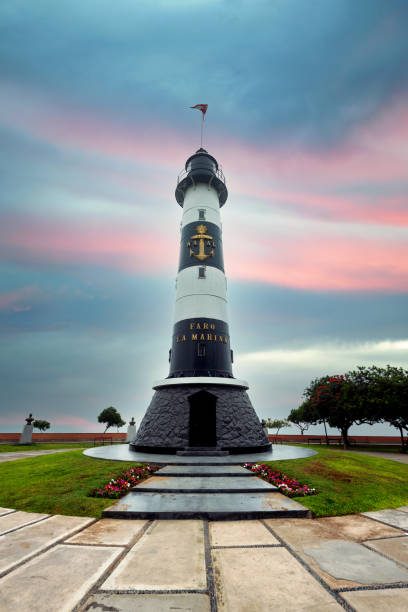 istock La Marina Lighthouse in Lima Peru with colorful sunset in background 1388676892