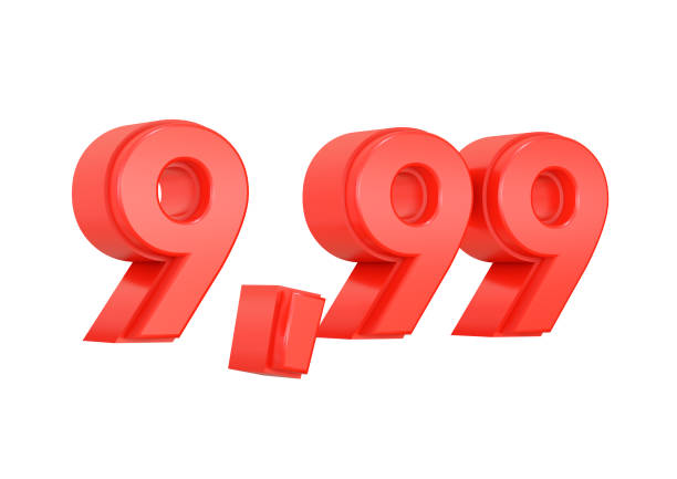 istock Number 9.99 red monetary system price symbol isolated on white background 1388680084