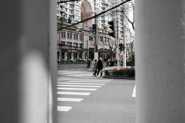 China, Shanghai, March 30th 2022, a couple holding hands and walking home after doing some shopping before the lockdown starts.