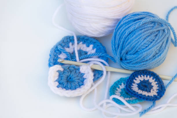 Blue yarn skein used for knitting clothes