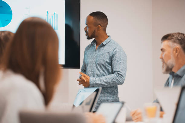 istock Business presentation with graphs and charts 1388693919