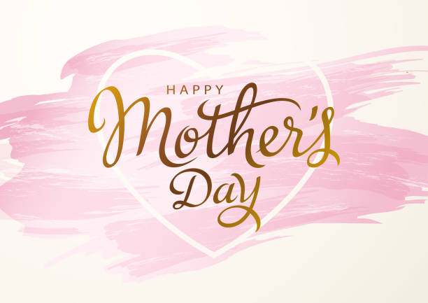 Happy Mother’s Day Lettering Celebrate Mother's Day with gold colored hand lettering on the grunge pink colored background mothers day stock illustrations