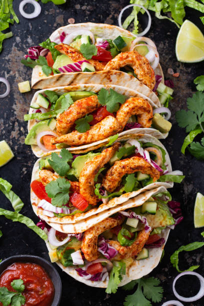 istock Vegan Tacos with Plant based shrimps, prawns 1388698436