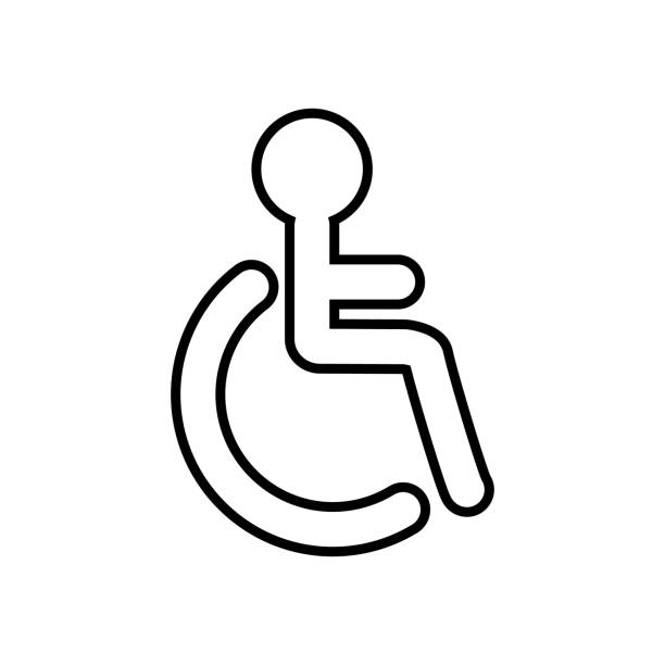 Simple wheelchair sign. Simple wheelchair sign. Editable vector. basketball sport street silhouette stock illustrations