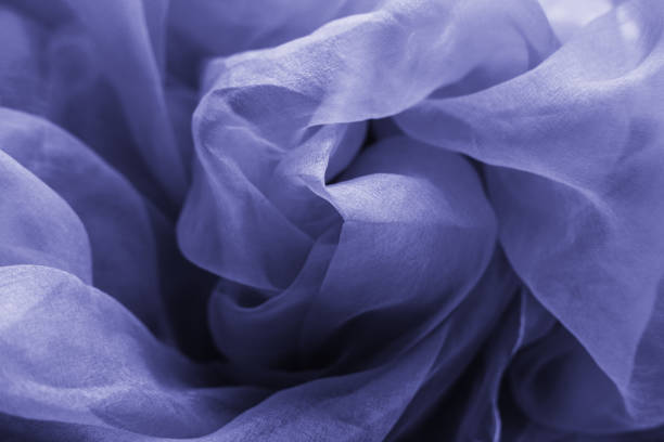 Minimalist purple fabric texture. Abstract very peri material wallpaper background Fabric blue waves - material for background and texture. chiffon stock pictures, royalty-free photos & images