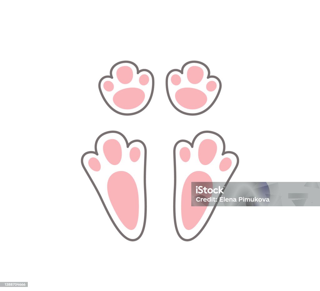 Cute Easter Bunny Paw Rabbit Or Hare Footprint Bunny Foot Prints On