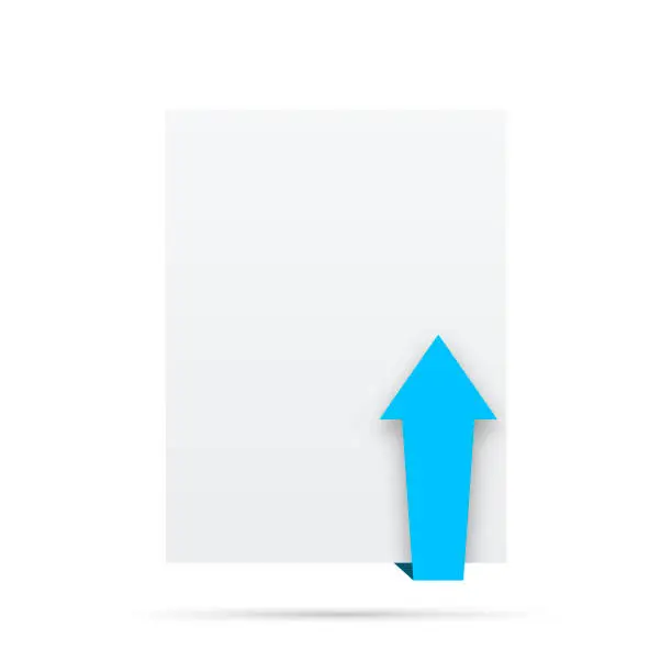 Vector illustration of Blue ribbon on blank white label - Design Elements