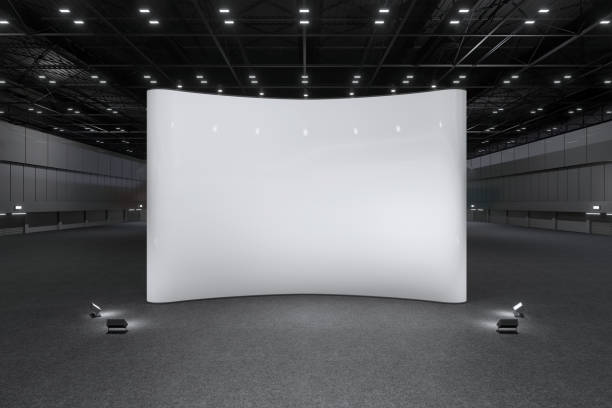 istock Exhibition stand for mockup and Corporate identity,Display design.Empty booth Design.Retail booth elements in Exhibition hall.booth Design trade show.Blank Booth system of Graphic Resources.3d Background for online Event,conference,live.3d render. 1388717401