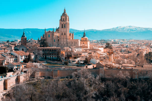 istock Segovia skyline and mountains 1388717663