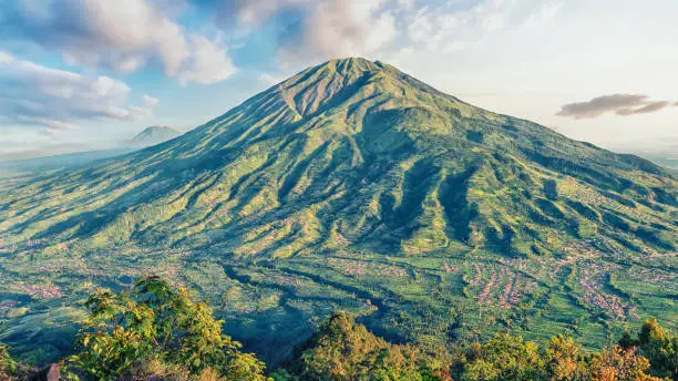 Merbabu volcano viewed from the Merapi