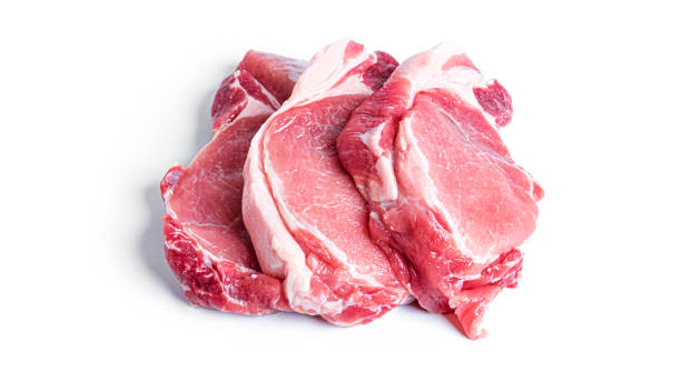 istock Fresh pork steak isolated on a white background 1388727500