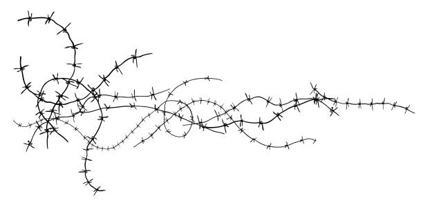 흑백 바버와이어 - barbed wire stock illustrations