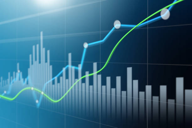 sfondo dell'analisi del grafico del mercato borsistico - return on investment foto e immagini stock