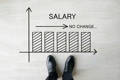 Buisness man's feet and no change salary graph